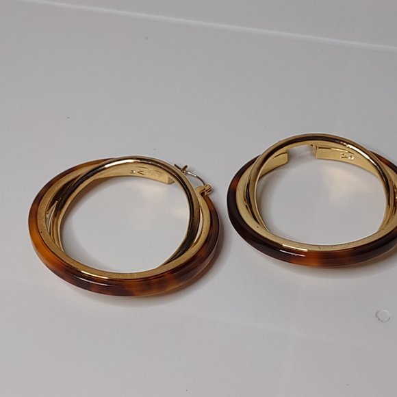 Vince Camuto Tortoise And Gold Tone Large Hoop Earrings - Picture 10 of 15